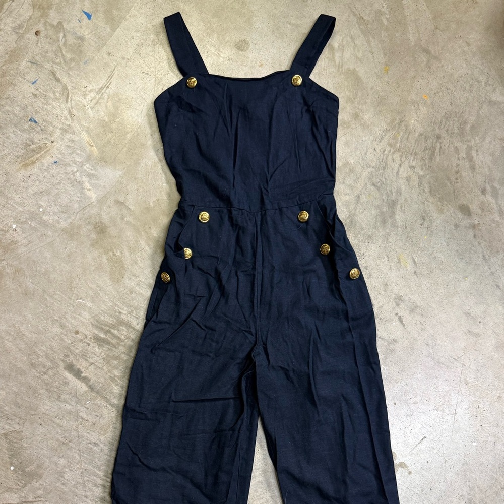 Navy Blue Jumpsuit with Gold Buttons